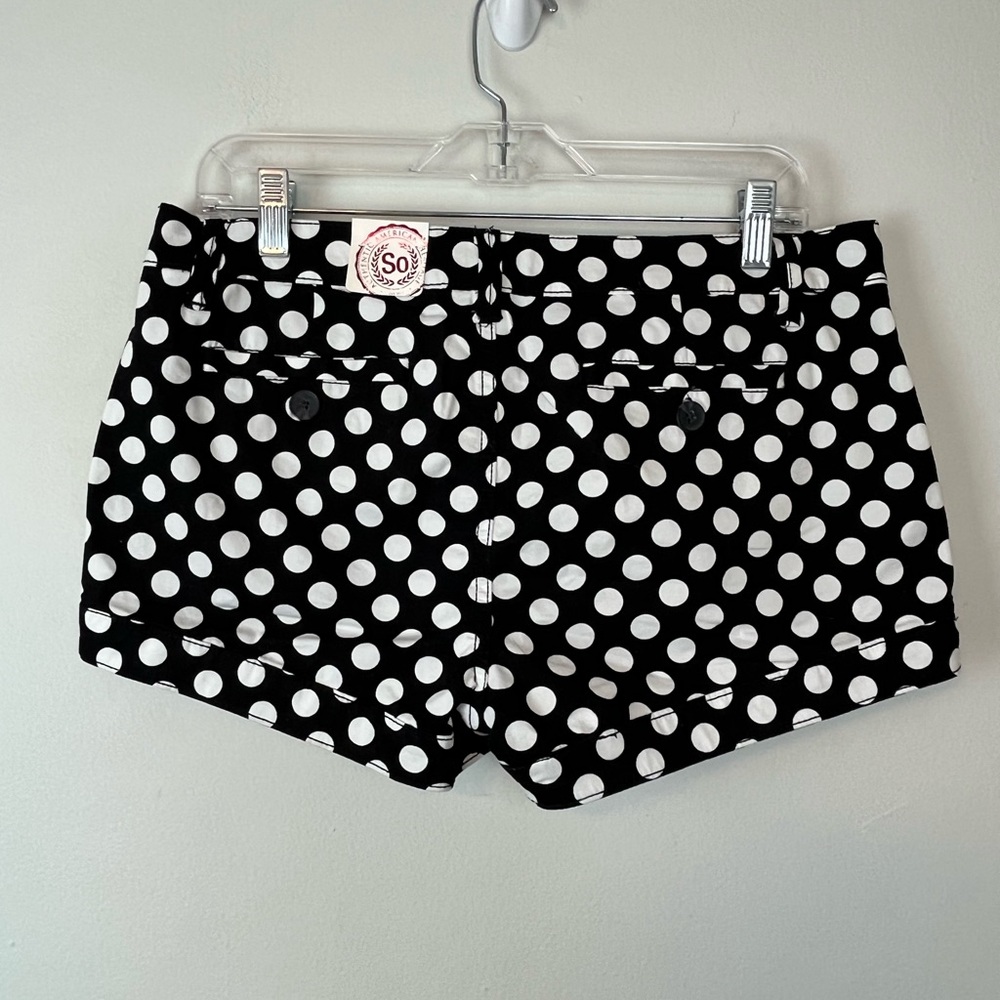 NWT SO Y2K Chino Short Black White Polka Dot Button Tab Jnr Size 11 - Picture 3 of 15